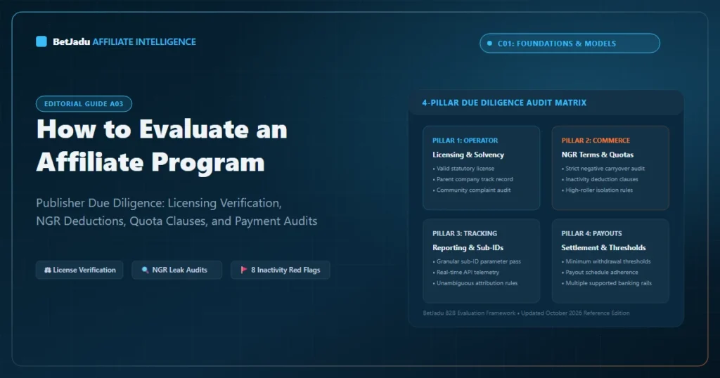 iGaming Affiliate Due Diligence Audit Matrix: Operator Solvency, NGR Quotas, Tracking Reporting, Settlement Rails