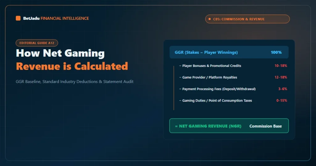 NGR Calculation Waterfall: GGR minus Player Bonuses, Game Royalties, Payment Fees, and Gaming Duties