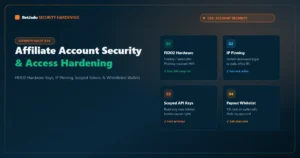Account Security Model: FIDO2 Hardware Keys, Static IP Pinning, Scoped API Access, and Whitelisted Payout Wallets